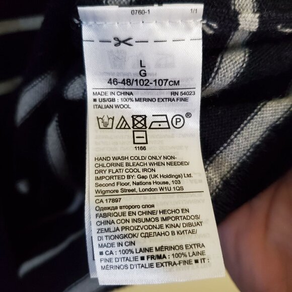 Banana Republic X Baruffa Italian Merino Wool Navy Gray Striped Sweater Size L - Picture 6 of 8